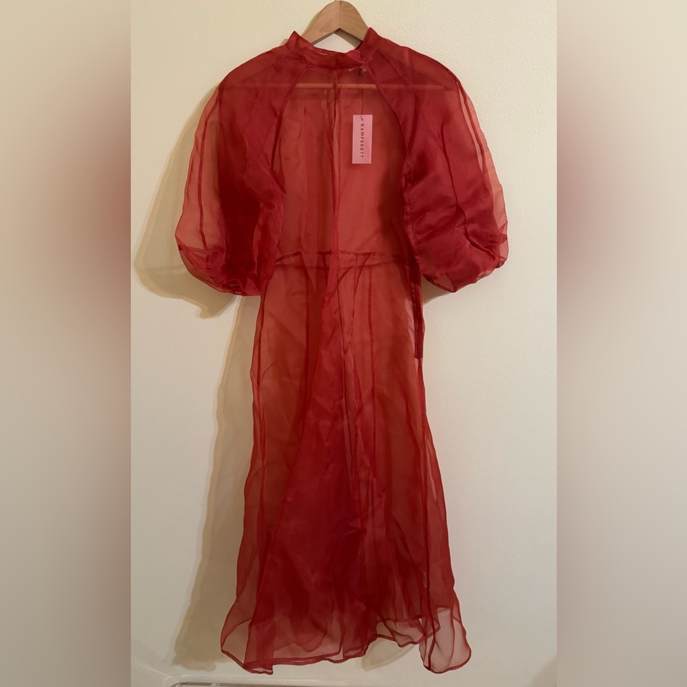 Kamperett New Meiere Midi Silk Organza Dress Rust Small
